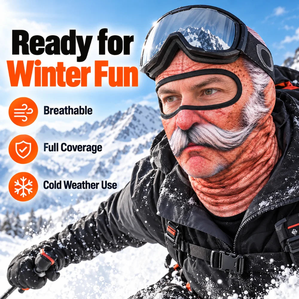 Funny Print Balaclava Thermal Face Mask Breathable Stretch Ski Mask for Winter Cycling Skiing Snowboarding Outdoor Sports
