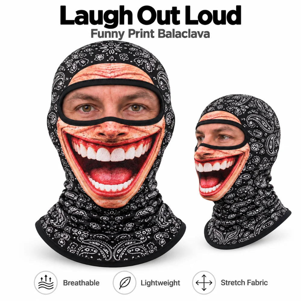 Funny Print Balaclava Thermal Face Mask Breathable Stretch Ski Mask for Winter Cycling Skiing Snowboarding Outdoor Sports