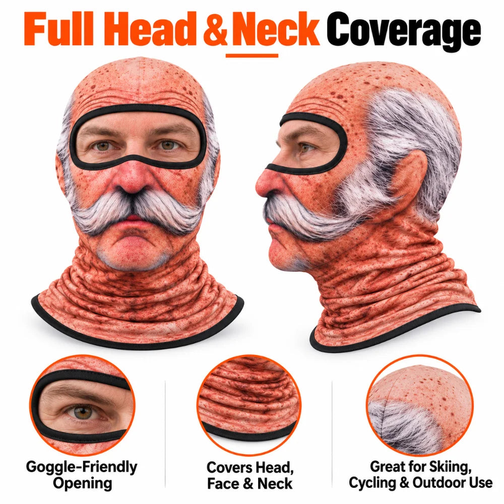 Funny Print Balaclava Thermal Face Mask Breathable Stretch Ski Mask for Winter Cycling Skiing Snowboarding Outdoor Sports
