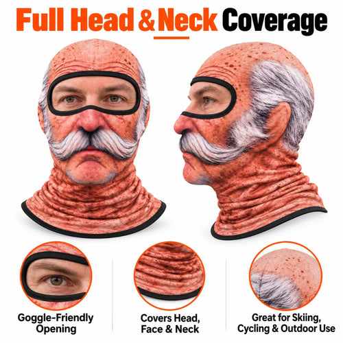 Funny Print Balaclava Thermal Face Mask Breathable Stretch Ski Mask for Winter Cycling Skiing Snowboarding Outdoor Sports