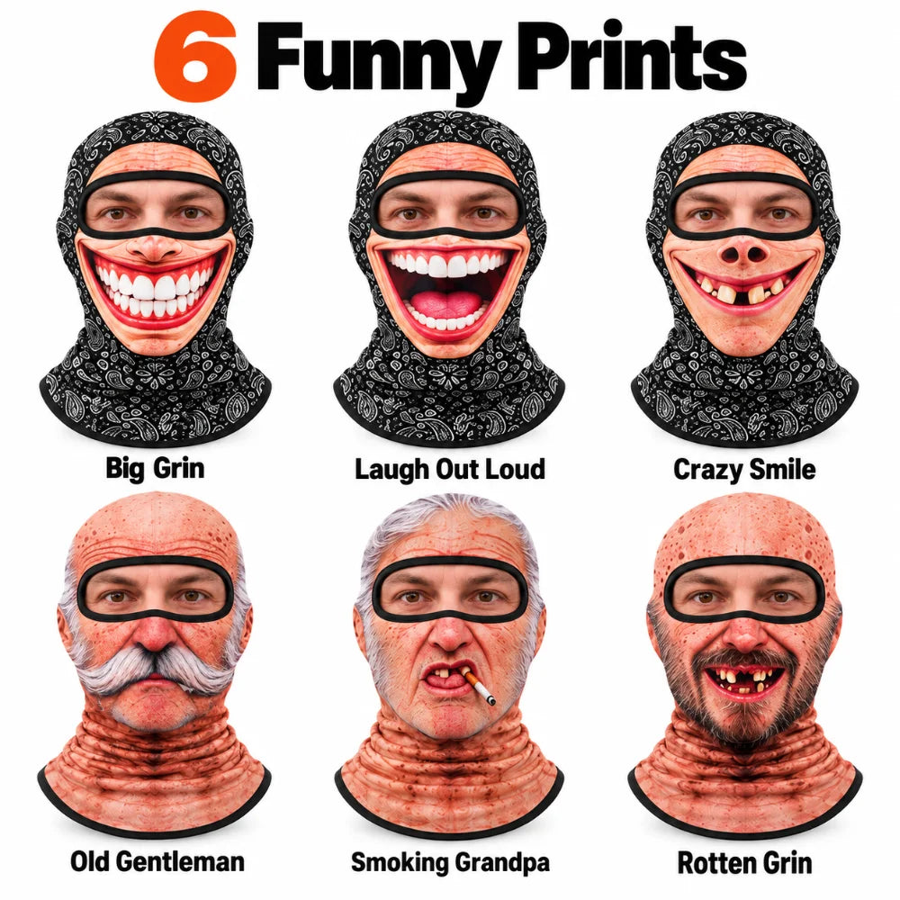 Funny Print Balaclava Thermal Face Mask Breathable Stretch Ski Mask for Winter Cycling Skiing Snowboarding Outdoor Sports