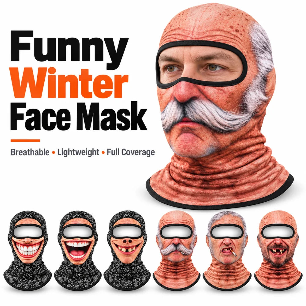 Funny Print Balaclava Thermal Face Mask Breathable Stretch Ski Mask for Winter Cycling Skiing Snowboarding Outdoor Sports