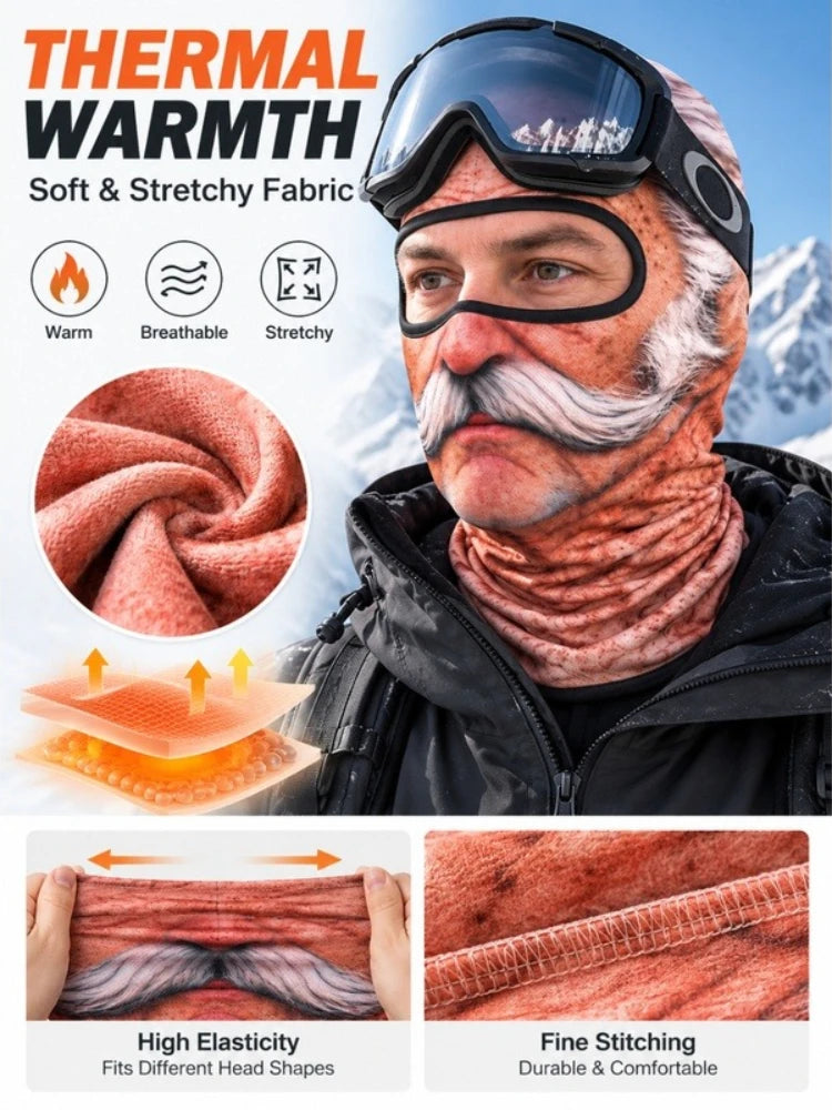 Funny Print Balaclava Thermal Face Mask Breathable Stretch Ski Mask for Winter Cycling Skiing Snowboarding Outdoor Sports